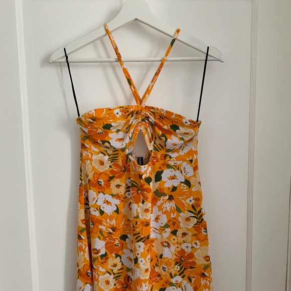 H&M orange and yellow floral dress size M. - Picture 2 of 3